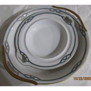 Nippon Hand painted 2 serving bowls Helena pattern Meito Gold trim vintage